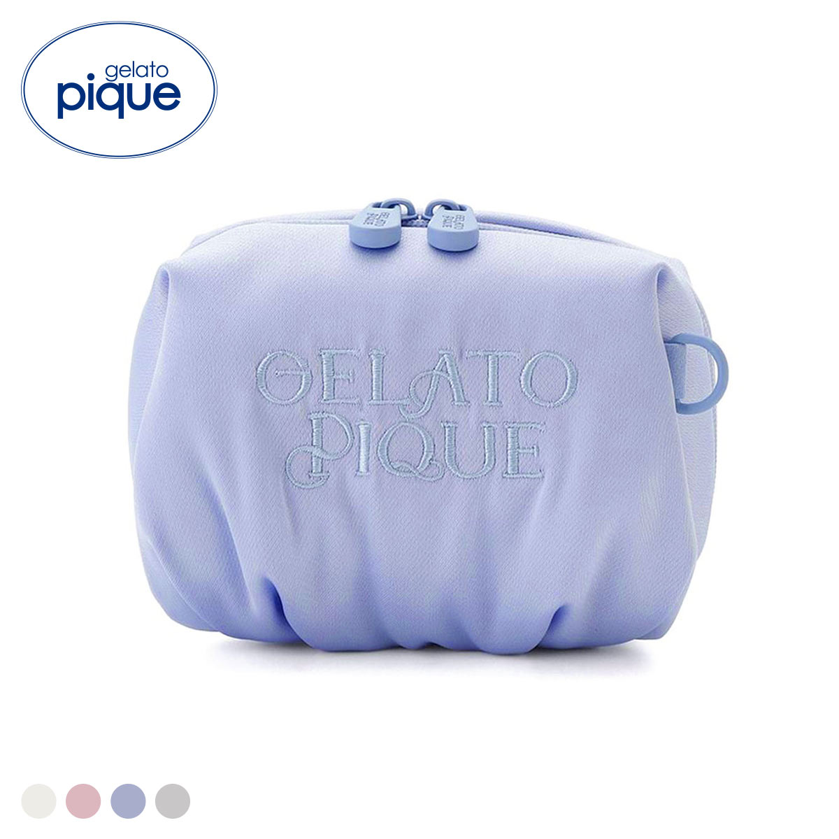 ジェラートピケ サテンギャザーポーチ ジェラピケ gelato pique(BU-ブルー-Free)