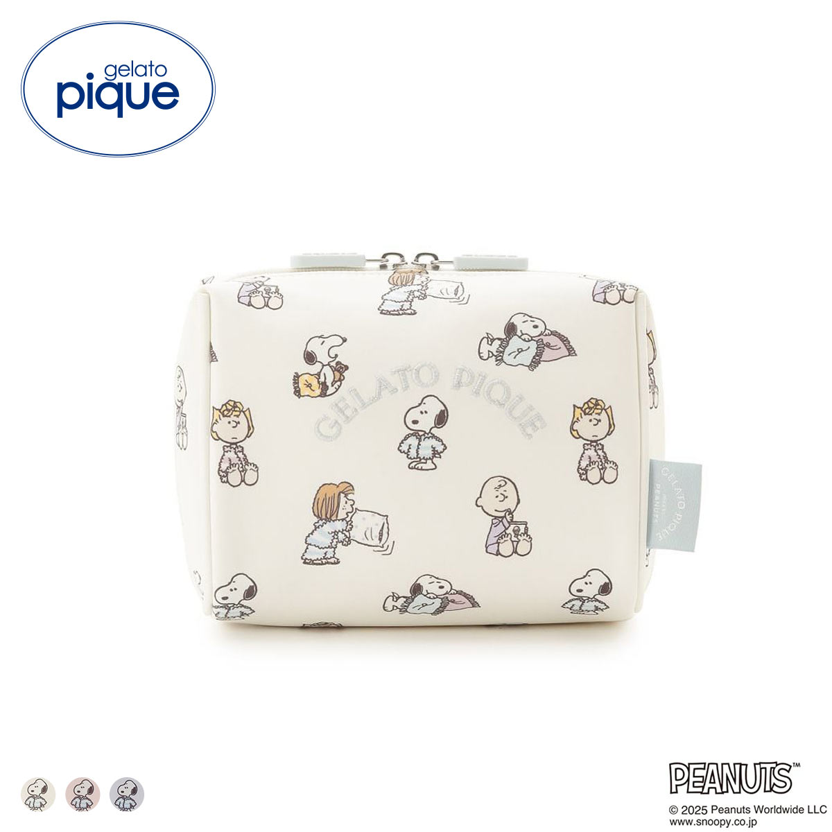 ジェラートピケ PEANUTS オリジナル総柄ポーチ ジェラピケ gelato pique スヌーピー(IV-アイボリー-Free)