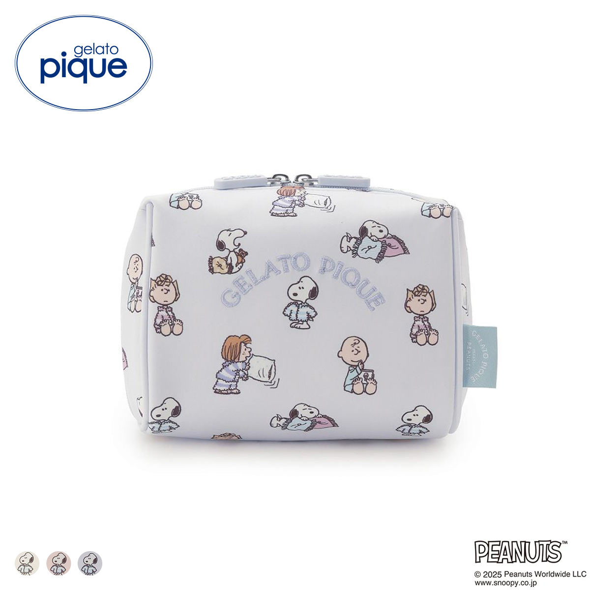 ジェラートピケ PEANUTS オリジナル総柄ポーチ ジェラピケ gelato pique スヌーピー(BU-ブルー-Free)