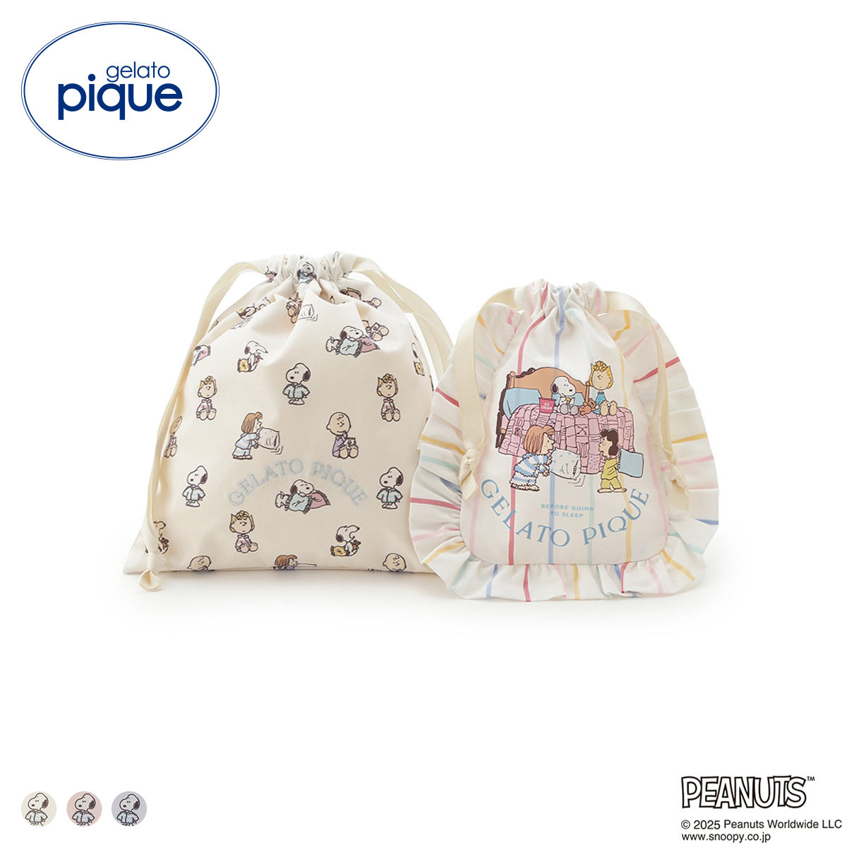 ジェラートピケ PEANUTS オリジナルアート巾着セット ジェラピケ gelato pique スヌーピー