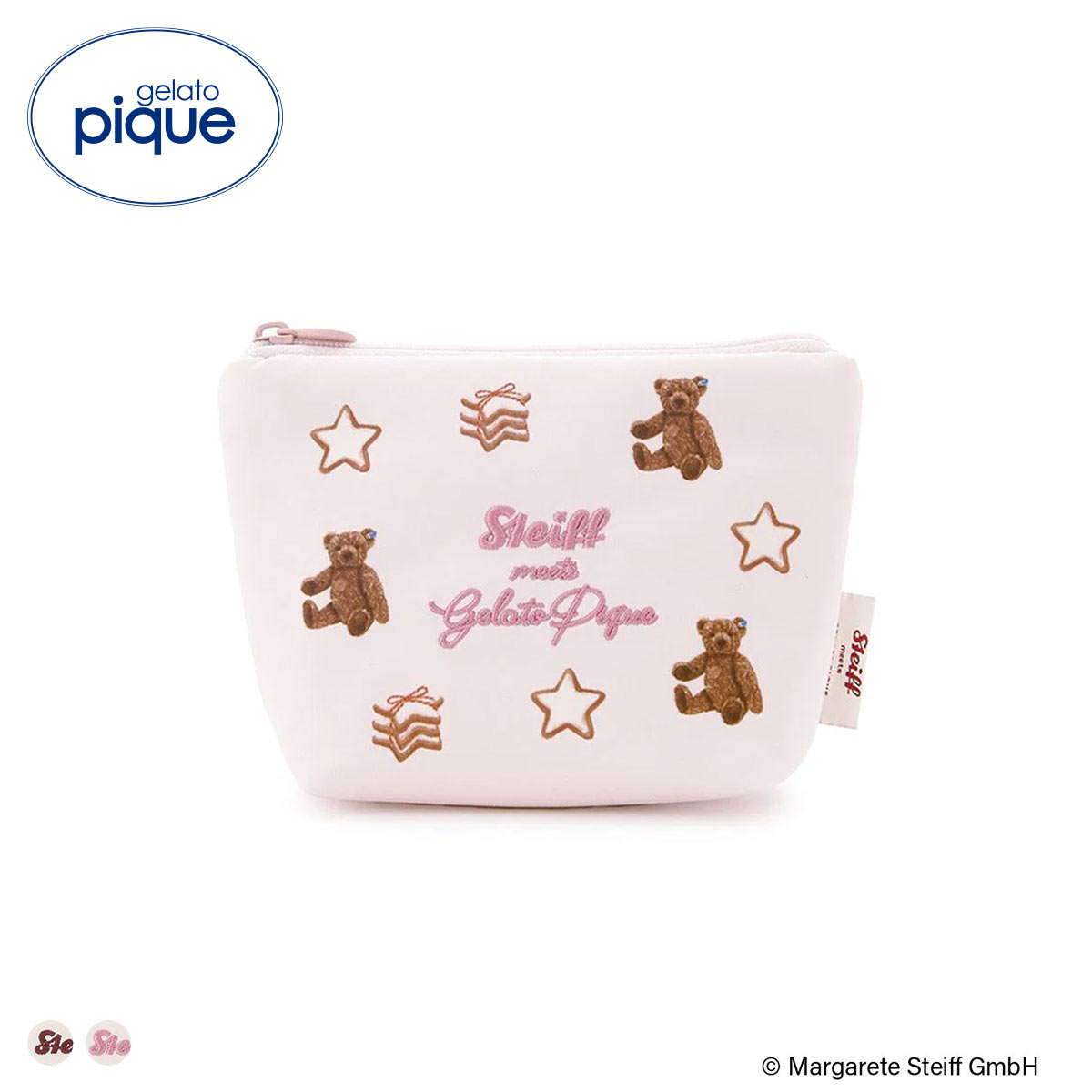 ジェラートピケ シュタイフ 総柄ティッシュポーチ ジェラピケ gelato pique Steiff(PI-ピンク-Free)