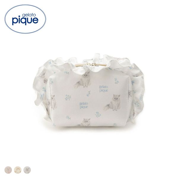 ジェラートピケ レディース フラワーキャット柄ポーチ ジェラピケ gelato pique 猫の日