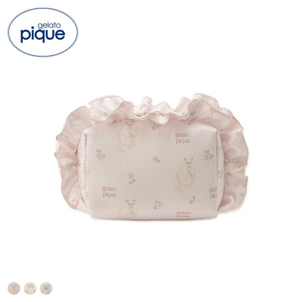 ジェラートピケ レディース フラワーキャット柄ポーチ ジェラピケ gelato pique 猫の日