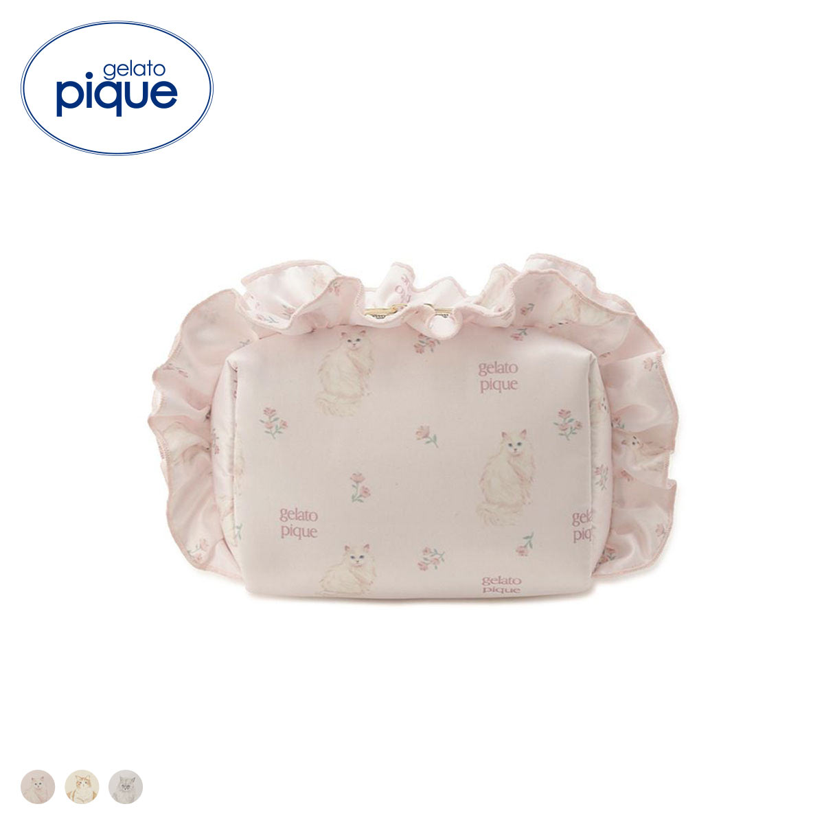 ジェラートピケ レディース フラワーキャット柄ポーチ ジェラピケ gelato pique 猫の日