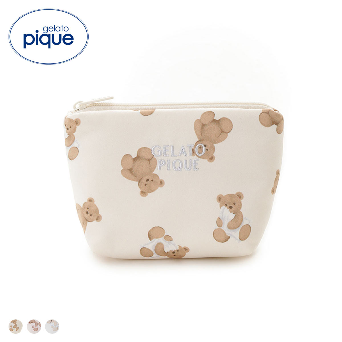 ジェラートピケ WhiteDay ベア総柄ティッシュポーチ ジェラピケ gelato pique ホワイトデー(CR-クリーム-Free)