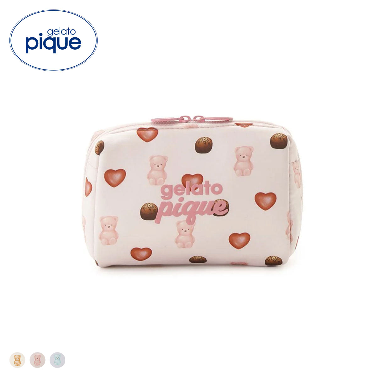 ジェラートピケ Valentine 総柄ポーチ ジェラピケ gelato pique バレンタイン(PI-ピンク-Free)