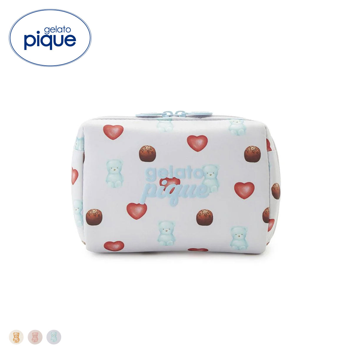 ジェラートピケ Valentine 総柄ポーチ ジェラピケ gelato pique バレンタイン(BU-ブルー-Free)