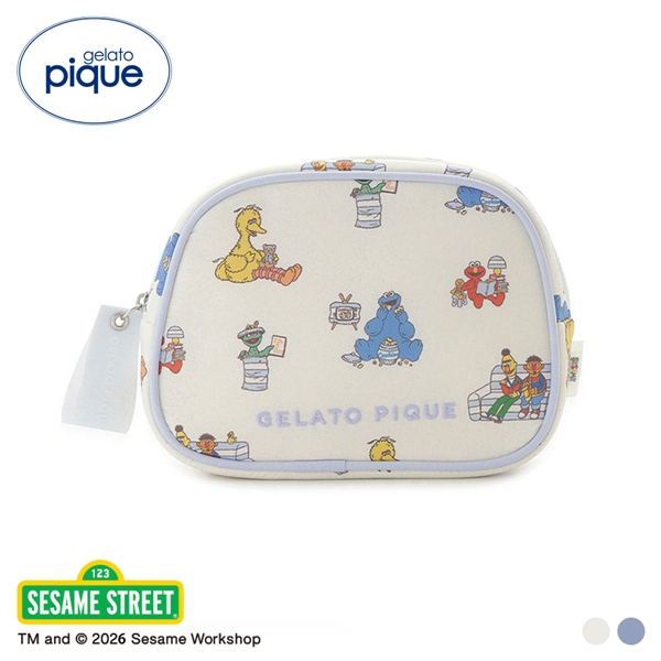 ジェラートピケ SESAME STREET 総柄ポーチ セサミストリート ジェラピケ gelato pique