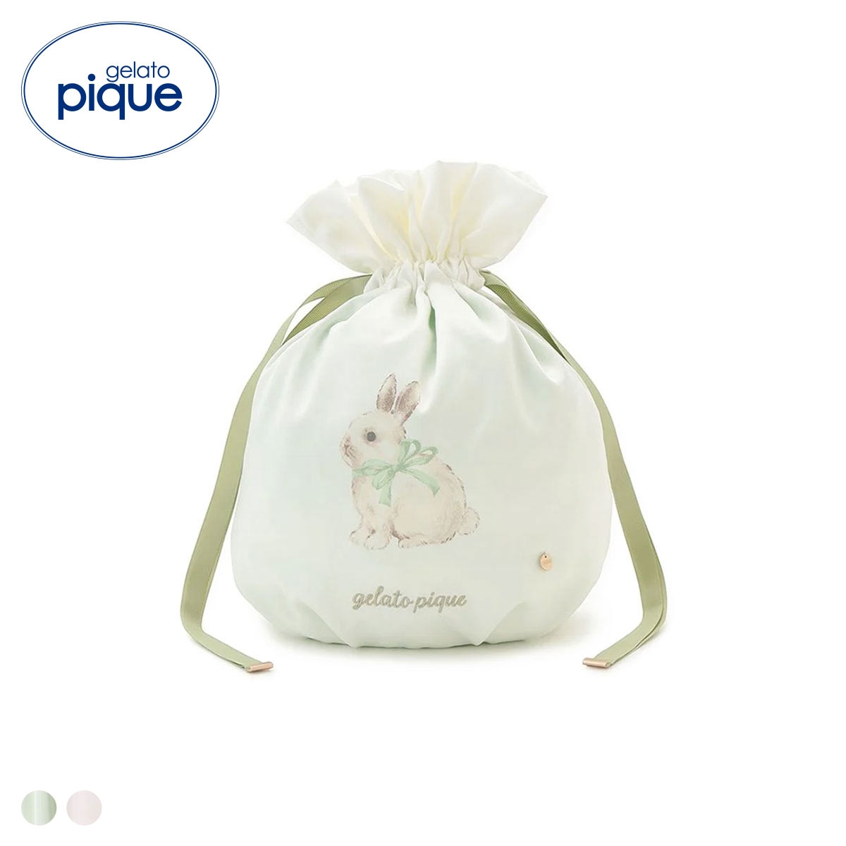 ジェラートピケ レディース ラビット柄巾着 ジェラピケ gelato pique(GR-グリーン-Free)