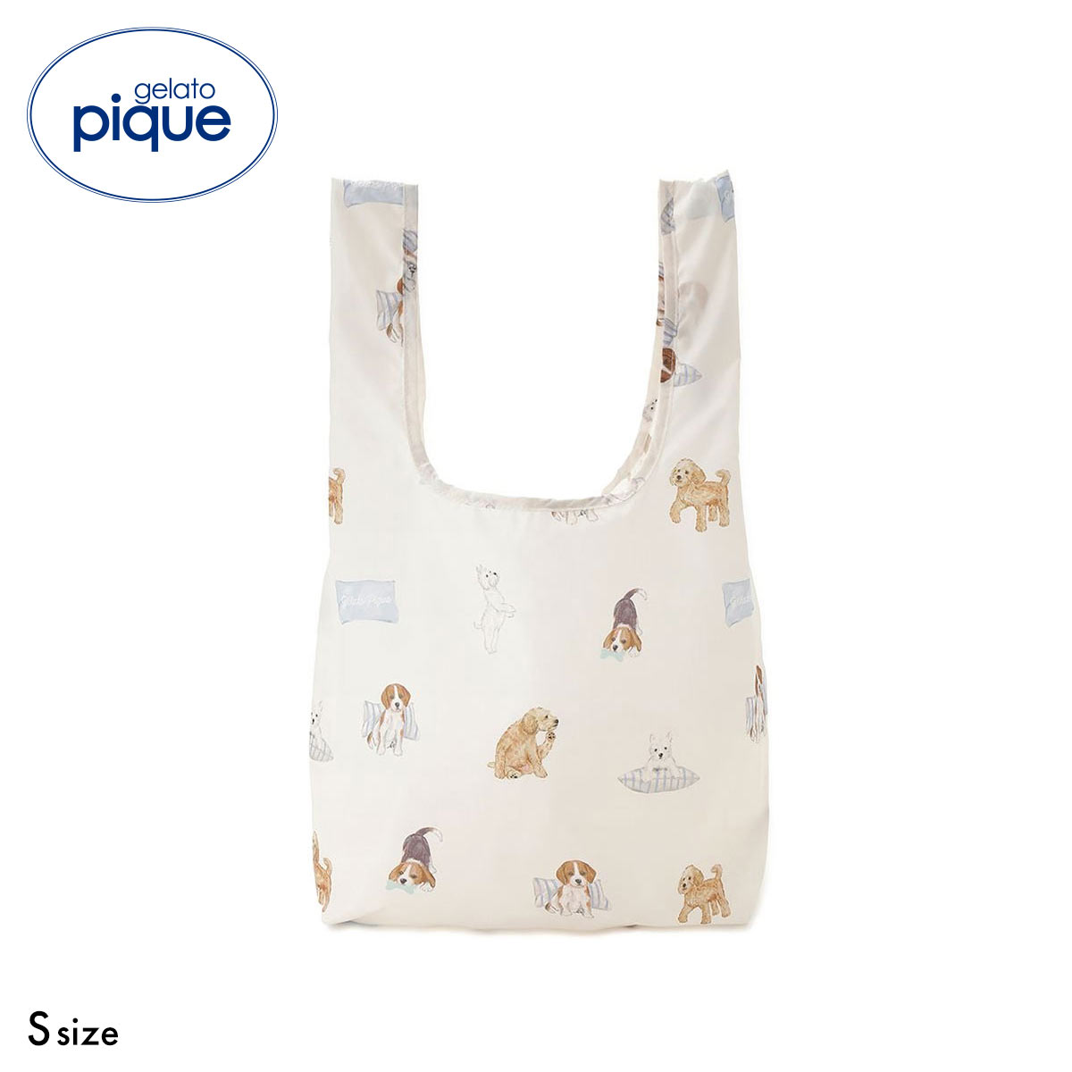 ジェラートピケ プレイフルDOG総柄エコバッグSサイズ ジェラピケ gelato pique(OW-オフホワイト-Free)