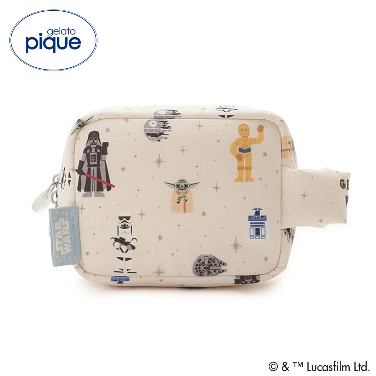 ジェラートピケ STAR WARS 総柄ポーチ ジェラピケ スターウォーズ gelato pique(CR-クリーム-Free)