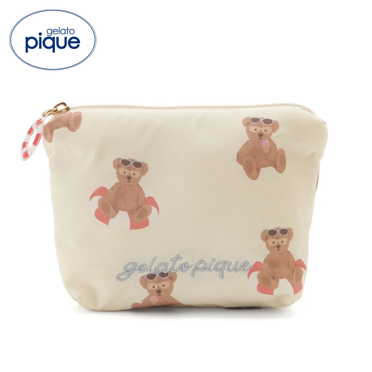 ジェラートピケ サマーベア総柄ティッシュポーチ ジェラピケ gelato pique(IV-アイボリー-Free)
