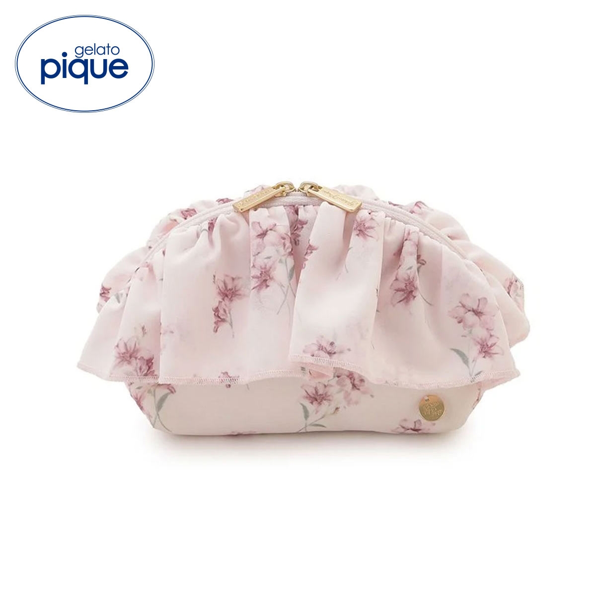 ジェラートピケ 母の日 フラワー柄シフォンポーチ ジェラピケ gelato pique バレンタイン(PI-ピンク-Free)
