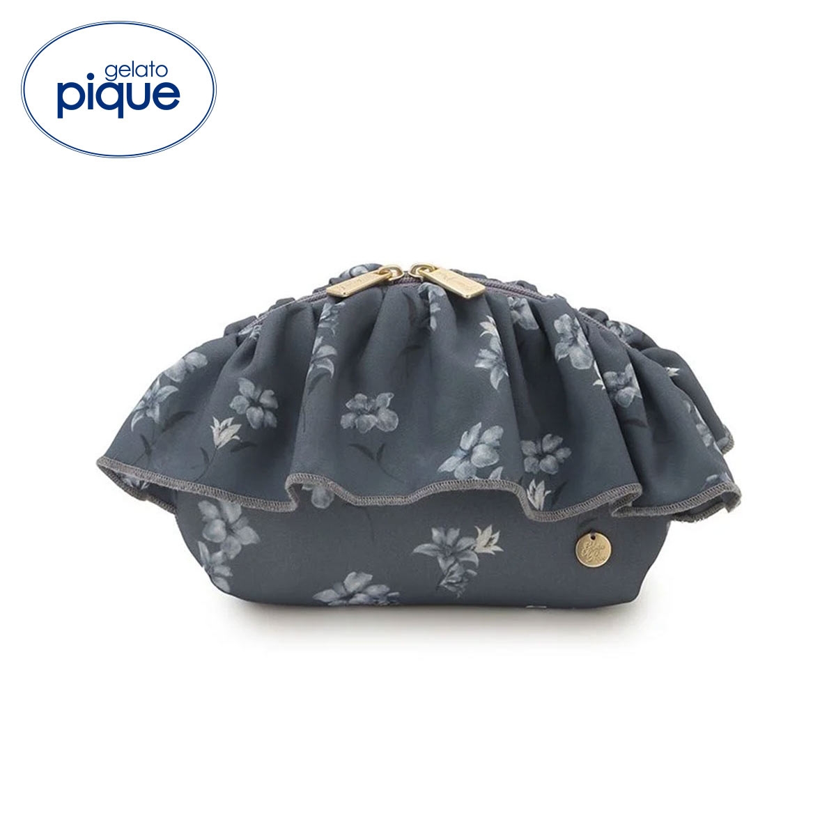ジェラートピケ 母の日 フラワー柄シフォンポーチ ジェラピケ gelato pique バレンタイン(NV-ネイビー-Free)