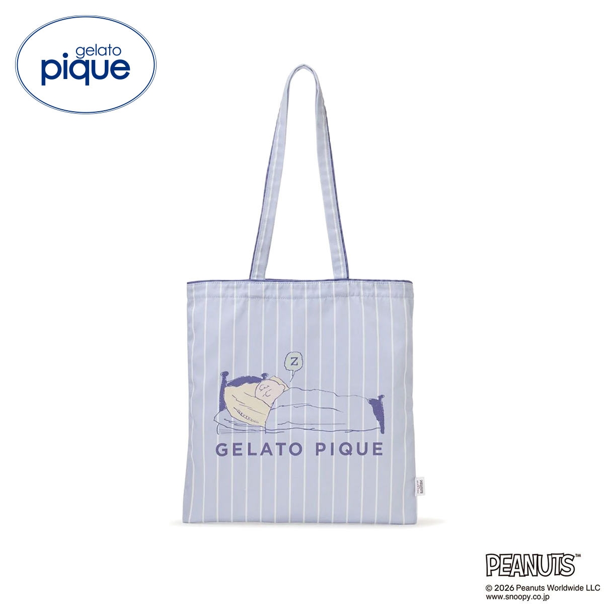 ジェラートピケ PEANUTS トートバッグ ジェラピケ スヌーピー SNOOPY gelato pique(BU-ブルー-Free)