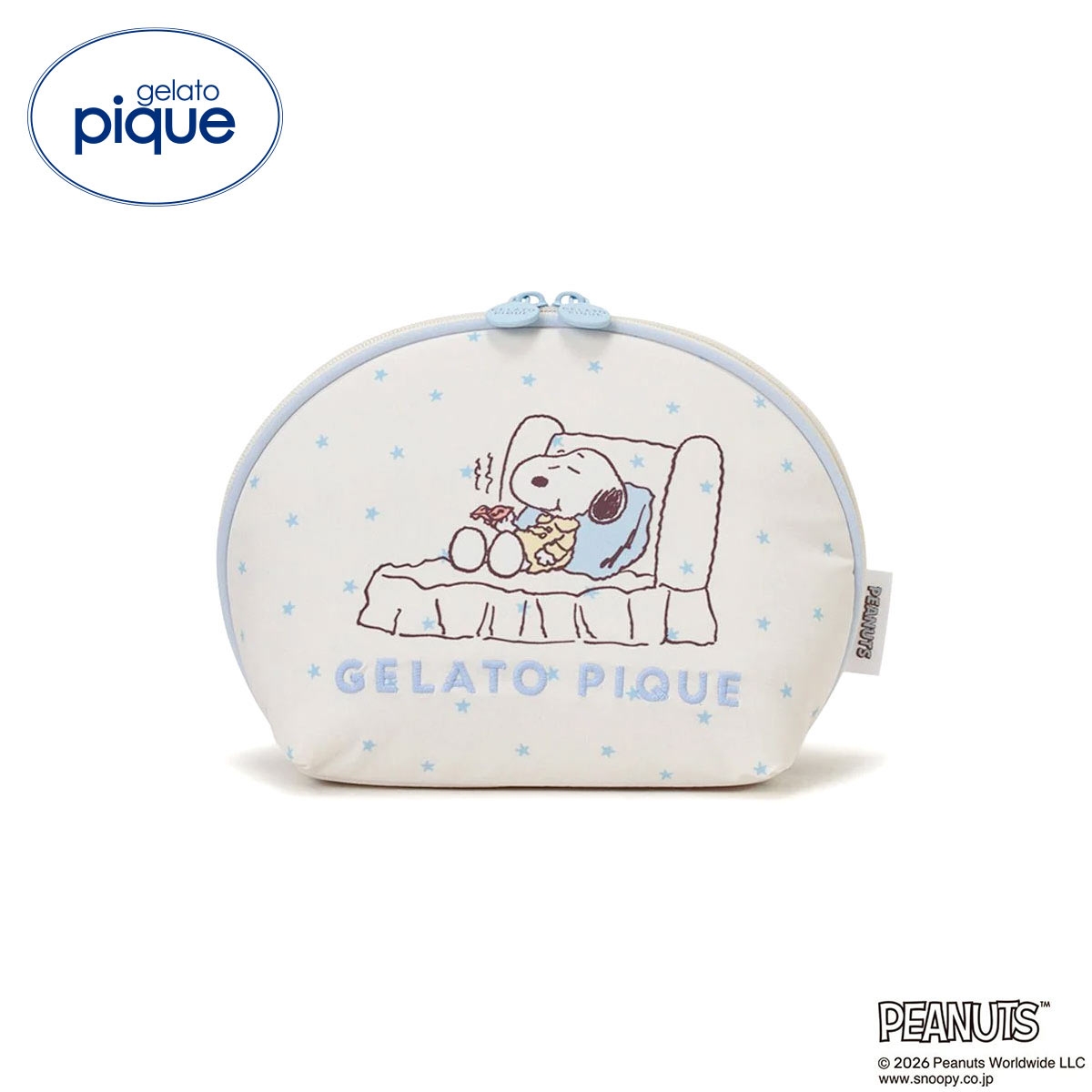 ジェラートピケ PEANUTS 半月型ポーチ ジェラピケ スヌーピー SNOOPY gelato pique(CR-クリーム-Free)