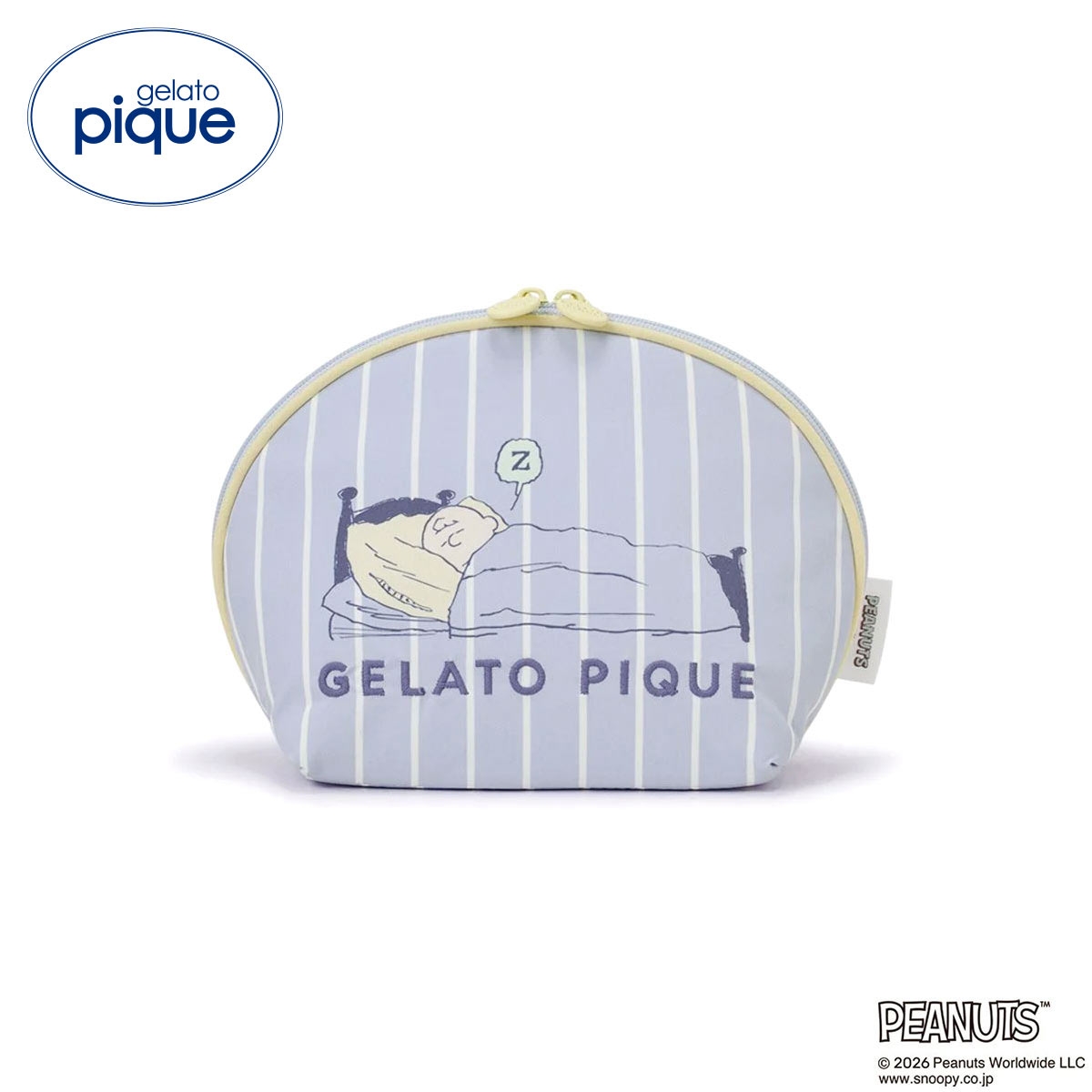ジェラートピケ PEANUTS 半月型ポーチ ジェラピケ スヌーピー SNOOPY gelato pique(BU-ブルー-Free)