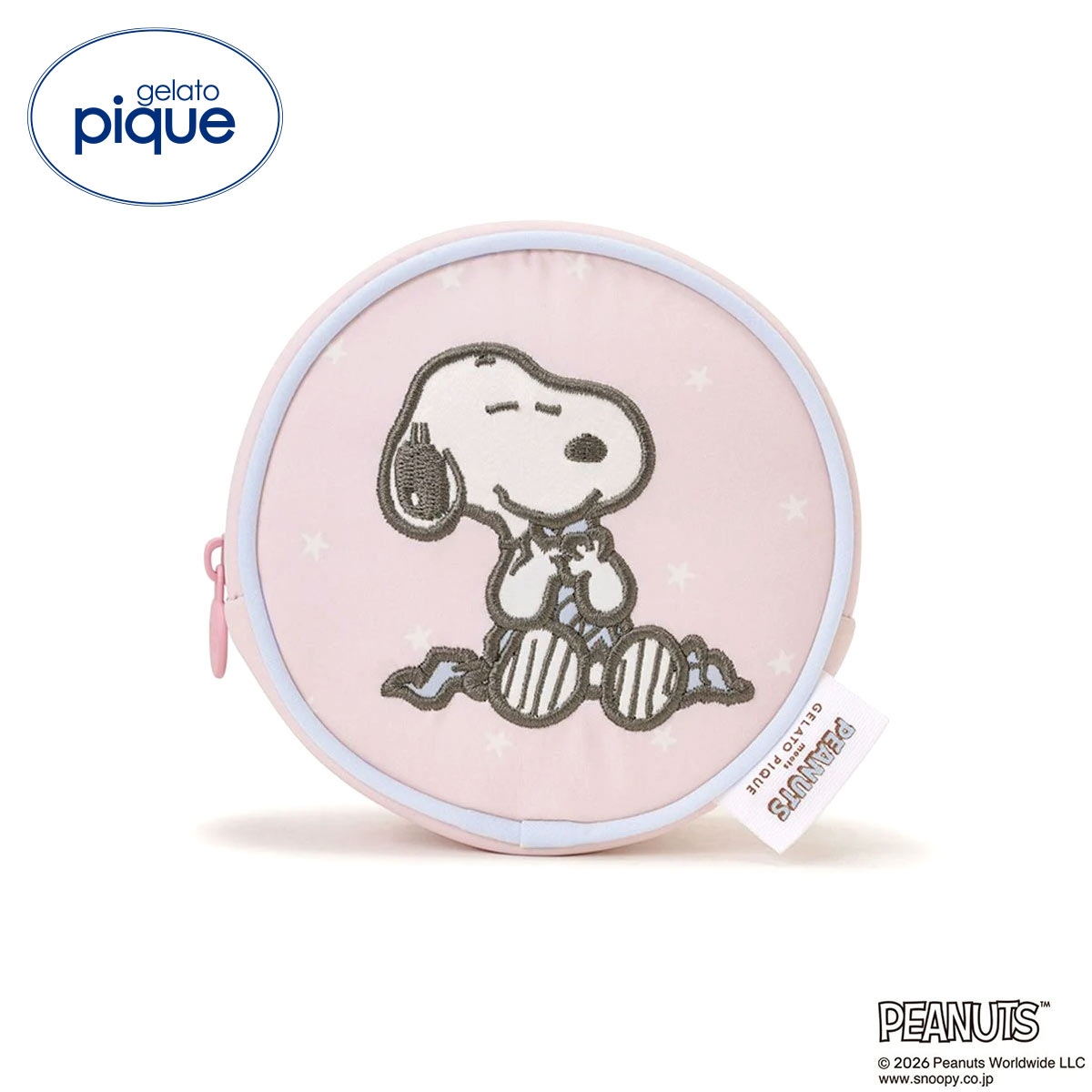 ジェラートピケ PEANUTS 丸型ポーチ ジェラピケ スヌーピー SNOOPY gelato pique(PI-ピンク-Free)
