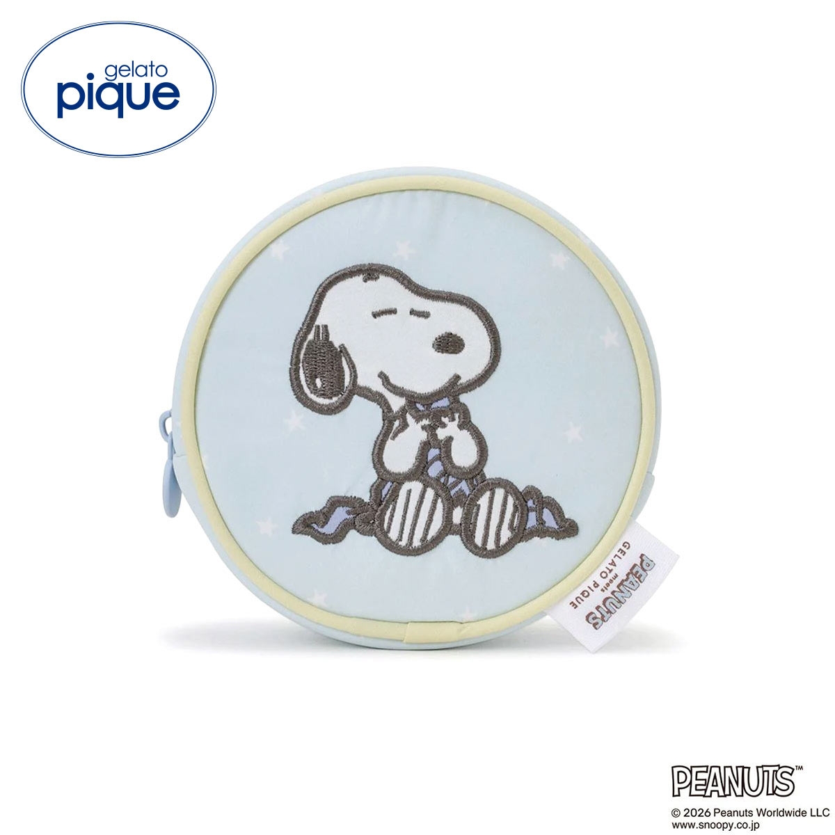 ジェラートピケ PEANUTS 丸型ポーチ ジェラピケ スヌーピー SNOOPY gelato pique(BU-ブルー-Free)
