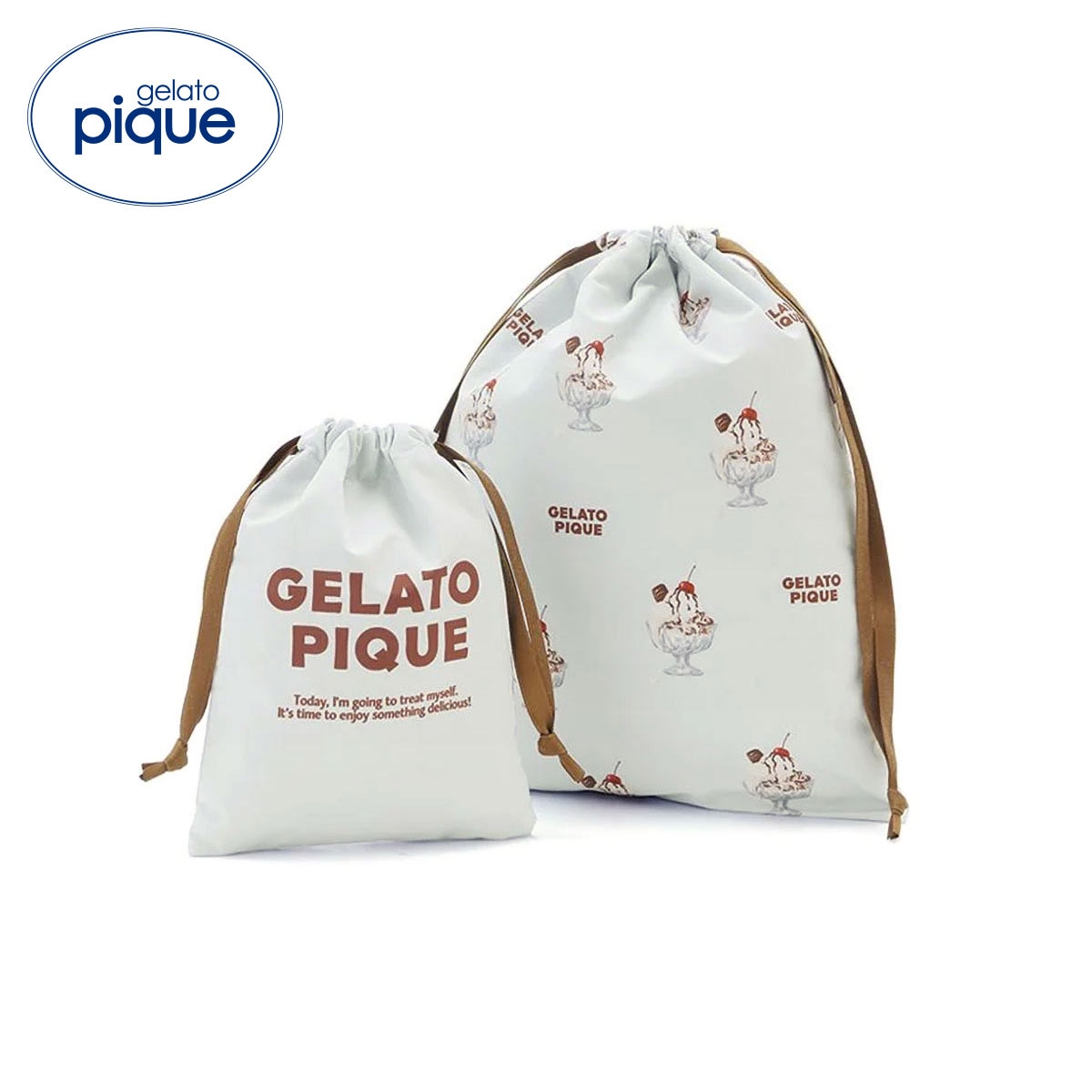 ジェラートピケ HIGH CALORIE柄巾着セット ジェラピケ gelato pique(MI-ミント-Free)