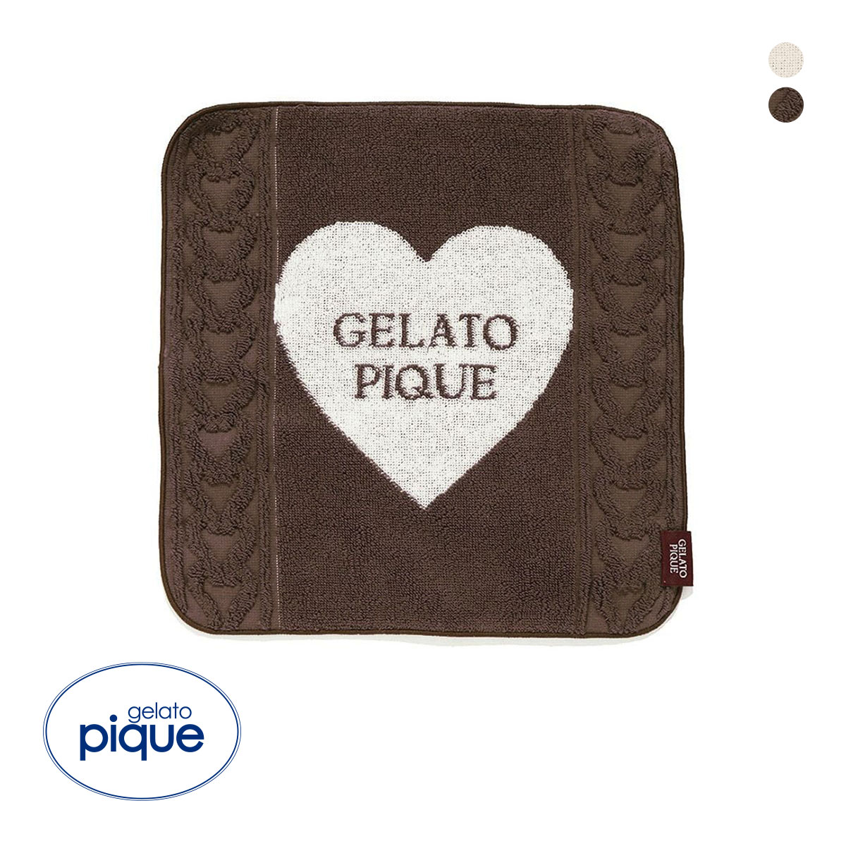 ジェラートピケ バレンタイン ハートアランハンドタオル ジェラピケ Valentine gelato pique(BR-ブラウン-Free)