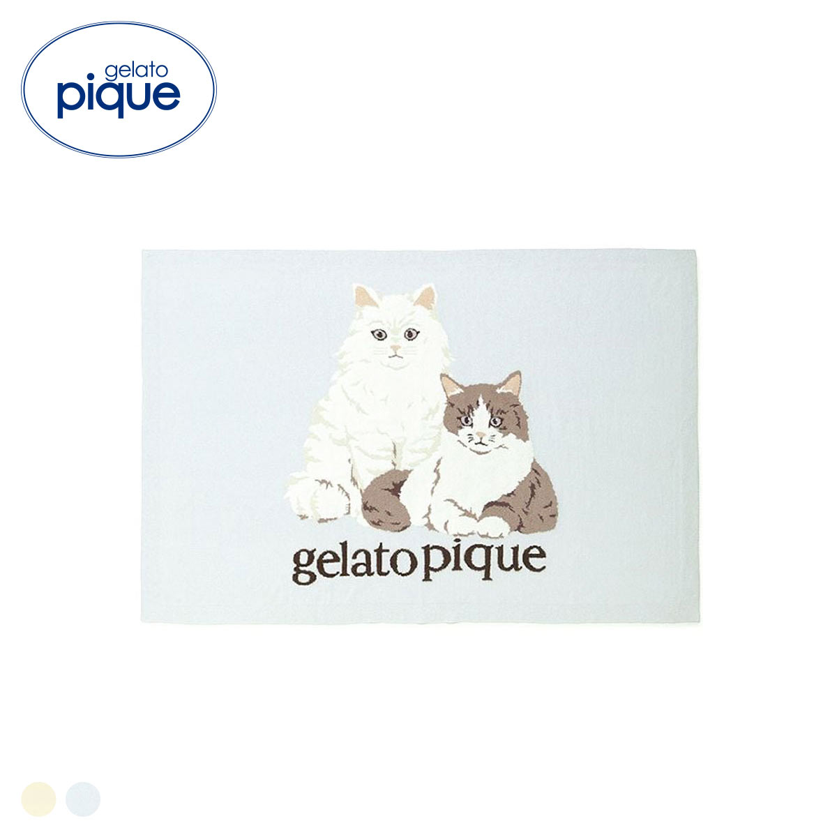 ジェラートピケ キャットジャガードブランケット ジェラピケ gelato pique 猫の日(BU-ブルー-Free)
