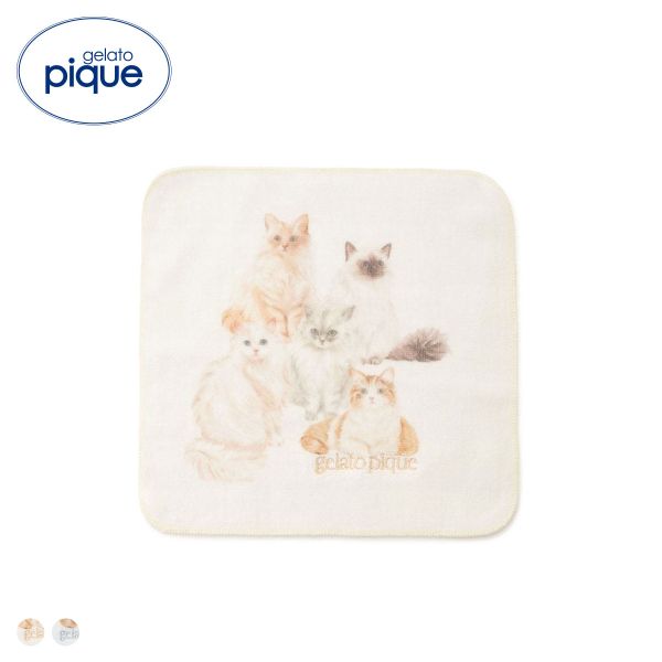 ジェラートピケ キャットワンポイントハンドタオル ジェラピケ gelato pique 猫の日