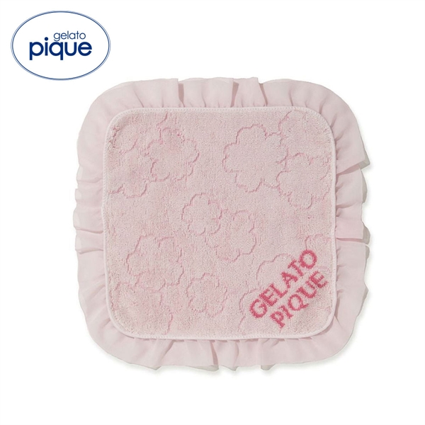ジェラートピケ さくら柄フリルハンドタオル ジェラピケ gelato pique(PI-ピンク-Free)