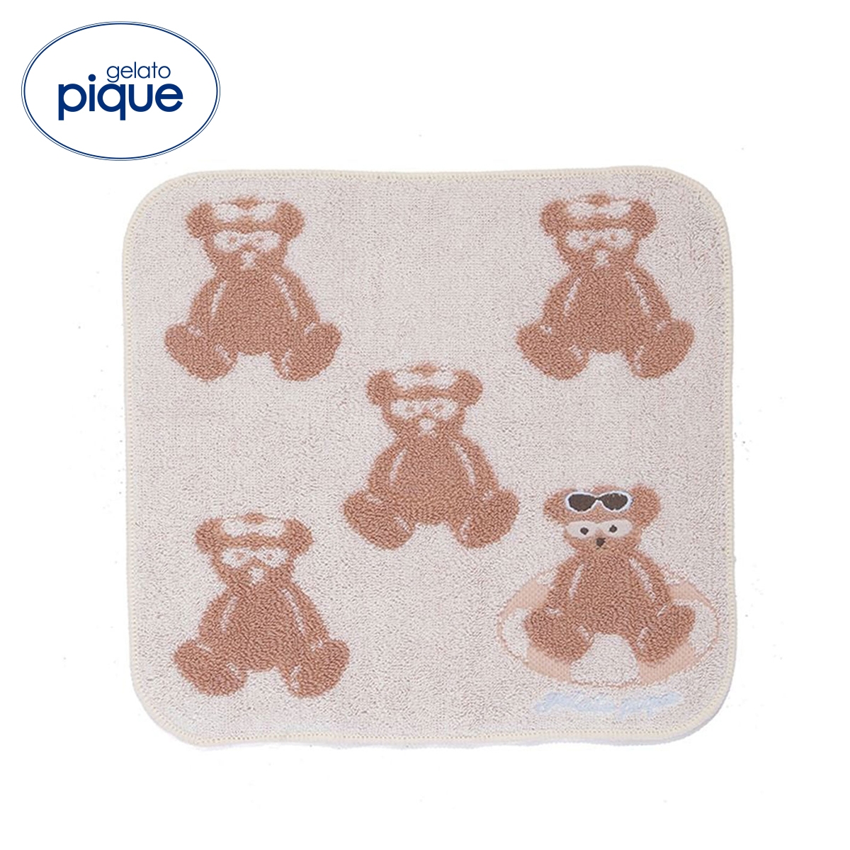 ジェラートピケ サマーベアハンドタオル ジェラピケ gelato pique(IV-アイボリー-Free)