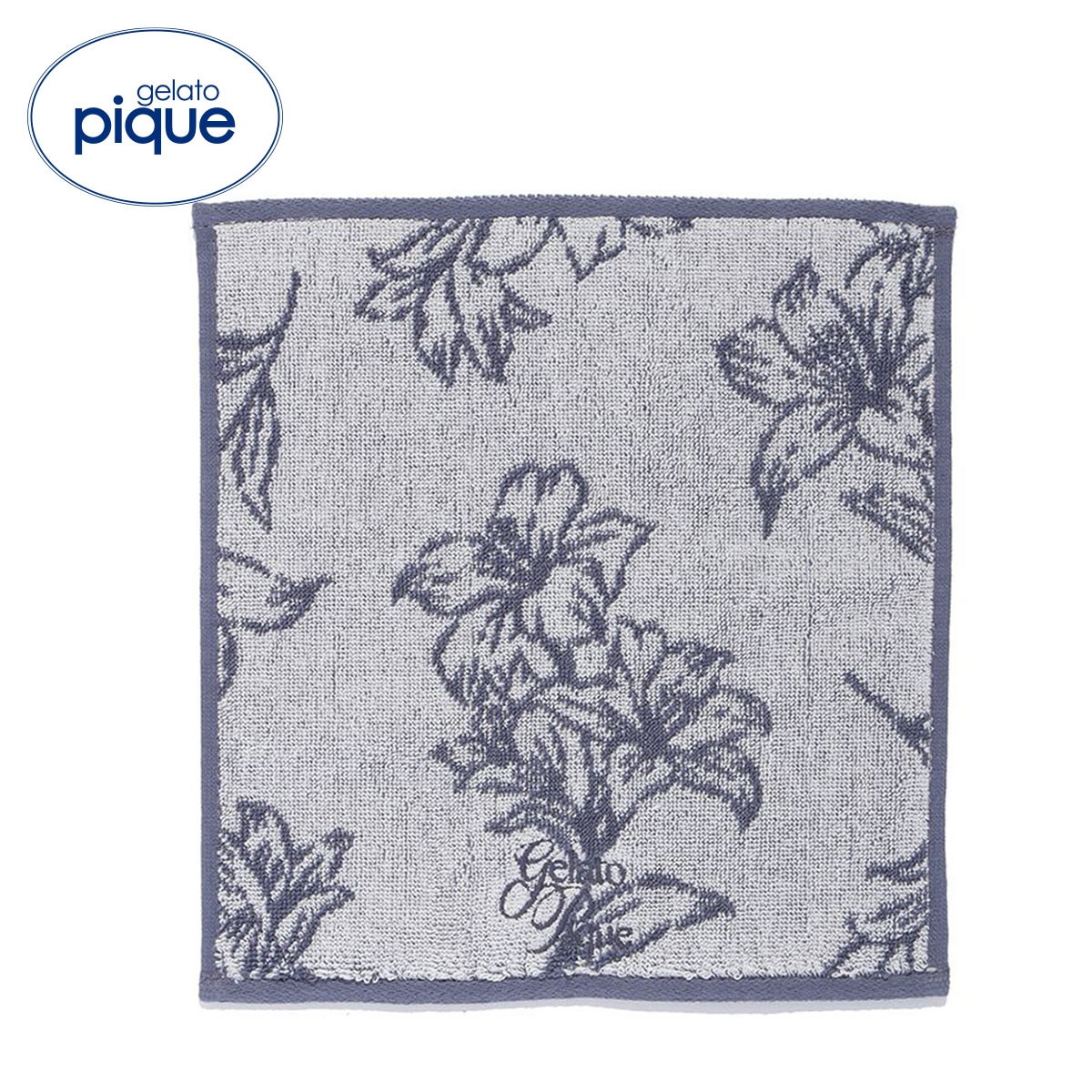 ジェラートピケ 母の日 フラワーハンドタオル ジェラピケ gelato pique(NV-ネイビー-Free)