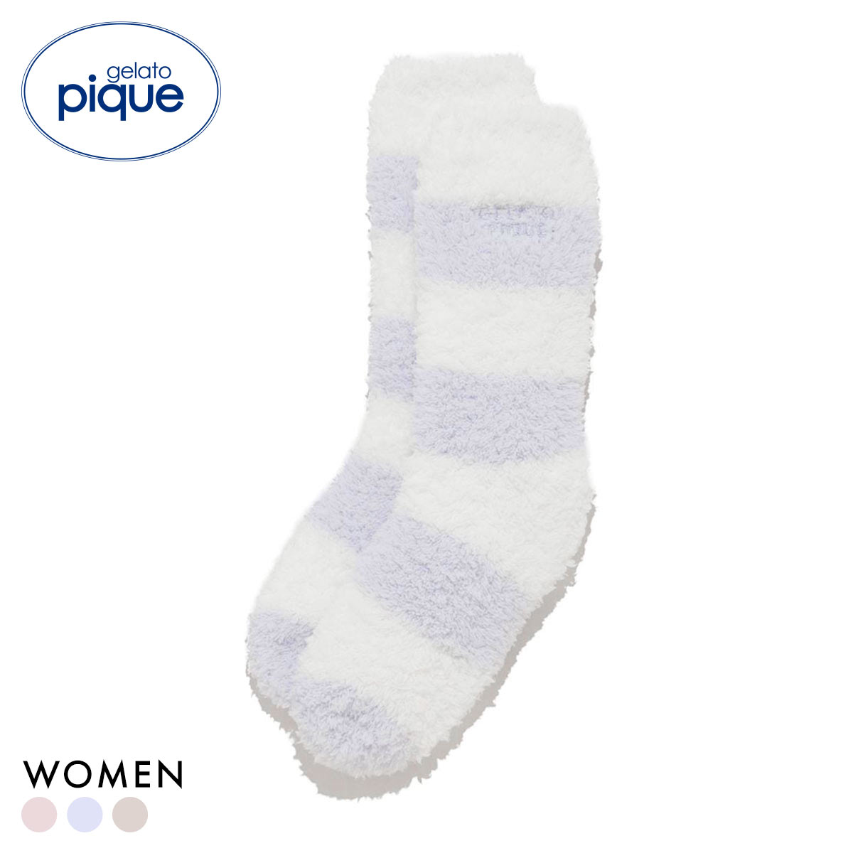 ジェラートピケ ジェラート2ボーダーソックス ジェラピケ gelato pique(BU-ブルー-Free)