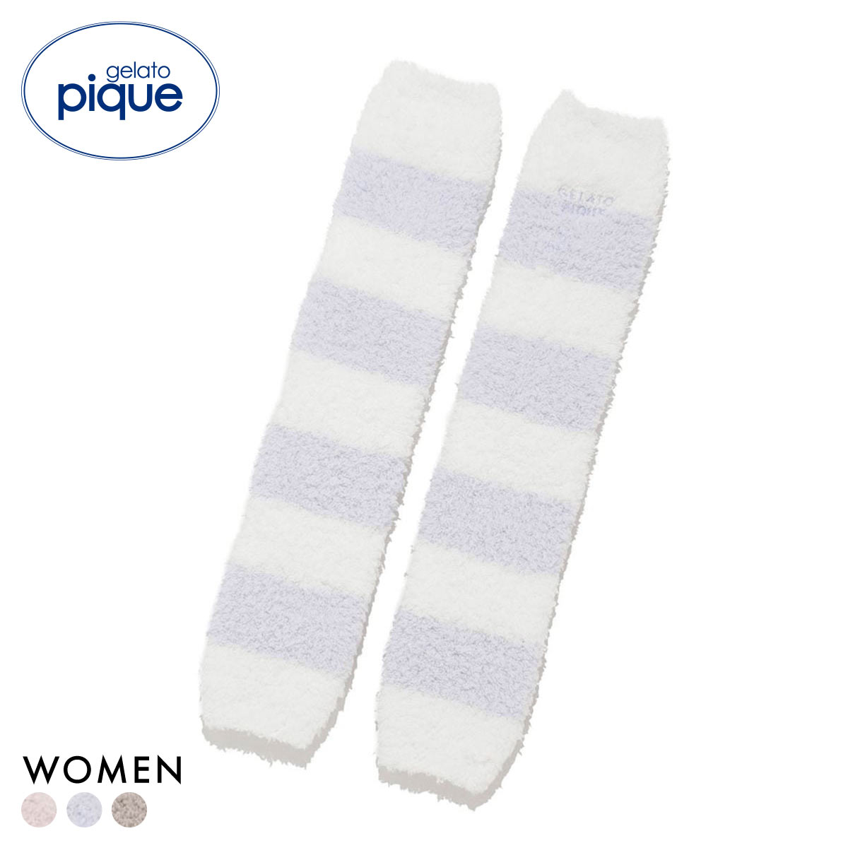 ジェラートピケ ジェラート2ボーダーレッグウォーマー ジェラピケ gelato pique(BU-ブルー-Free)