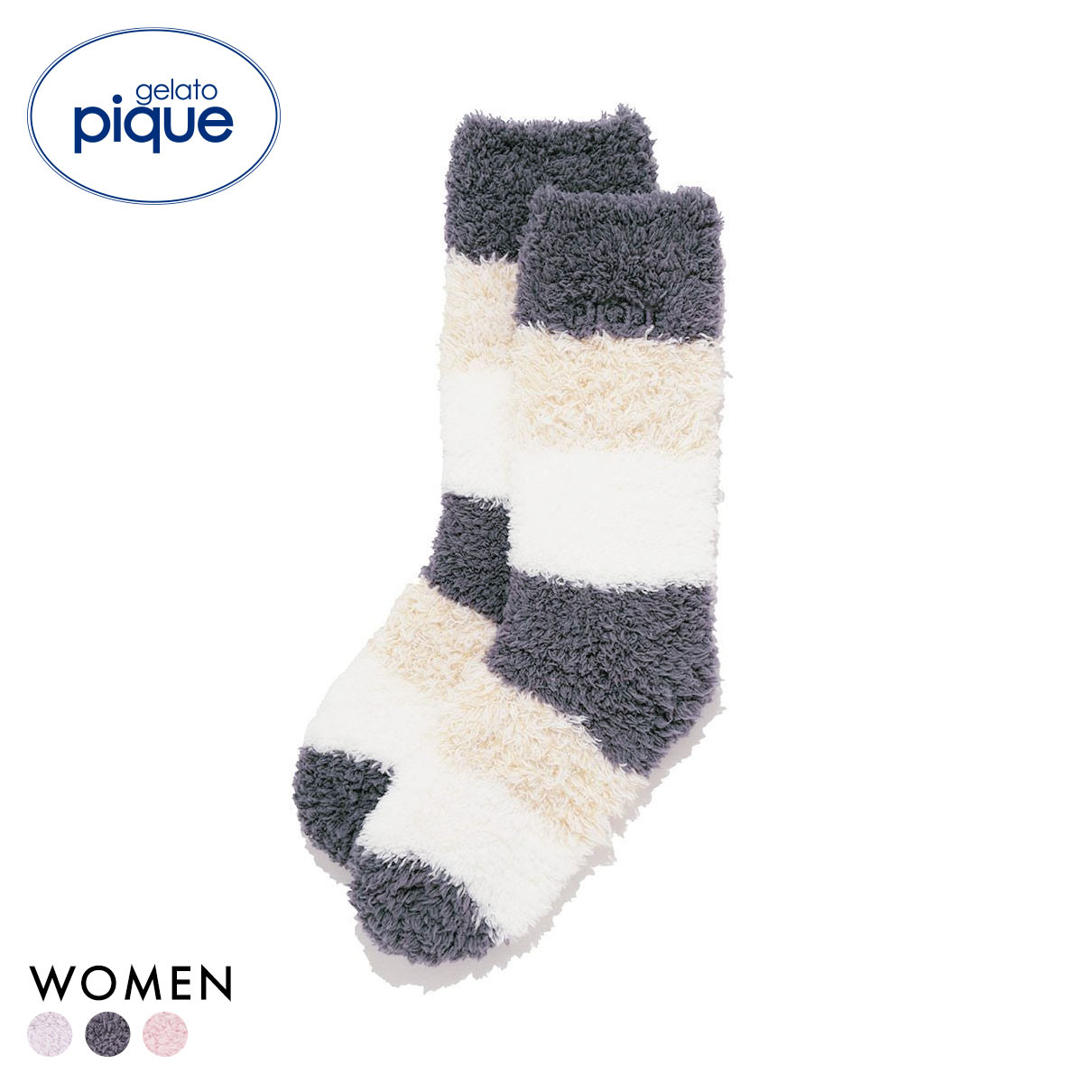 ジェラートピケ ジェラート3ボーダーソックス ジェラピケ gelato pique パジャマ ルームウェア(NV-ネイビー-Free)