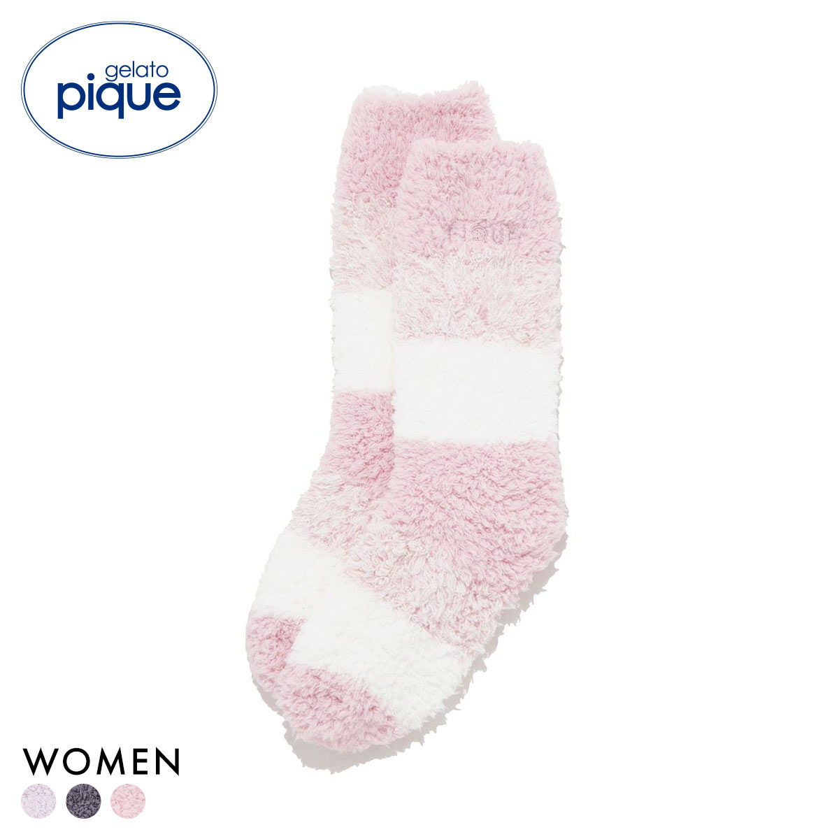 ジェラートピケ ジェラート3ボーダーソックス ジェラピケ gelato pique パジャマ ルームウェア(PI-ピンク-Free)