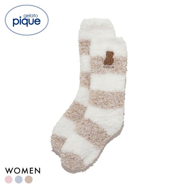 ジェラートピケ レディース ベアさがらメランジ２ボーダーソックス ジェラピケ パジャマ ルームウェア gelato pique