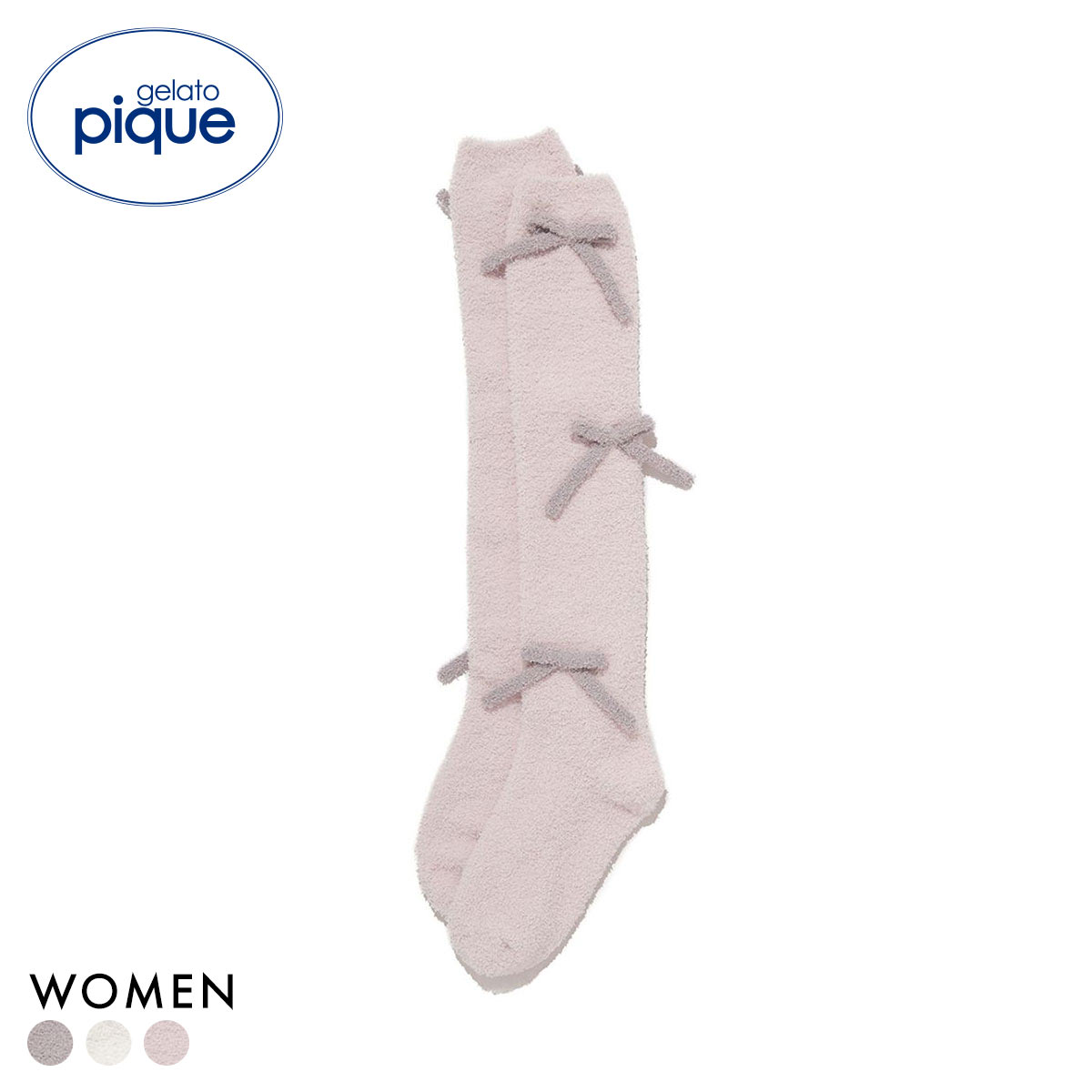 ジェラートピケ レディース プードルリボンソックス ジェラピケ パジャマ ルームウェア gelato pique(PI-ピンク-Free)