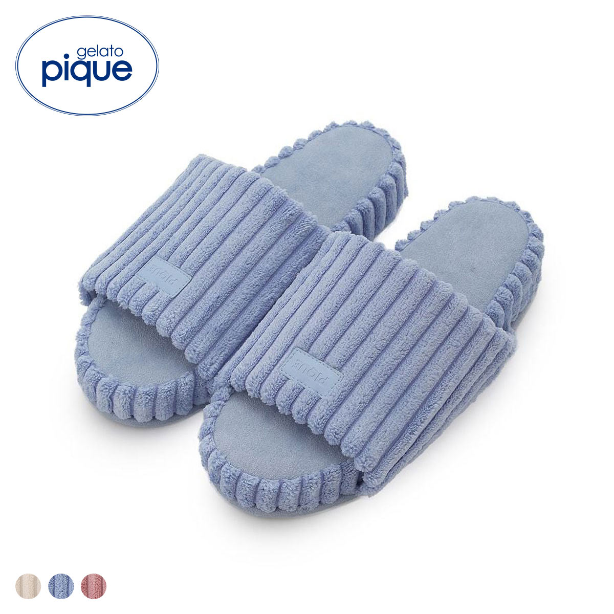 ジェラートピケ ワイドリブルームシューズ ジェラピケ gelato pique(BU-ブルー-Free)