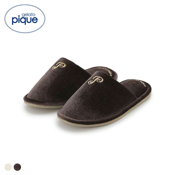 ジェラートピケ エンブレムモチーフベロアルームシューズ ジェラピケ gelato pique