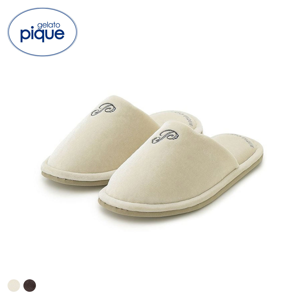 ジェラートピケ エンブレムモチーフベロアルームシューズ ジェラピケ gelato pique