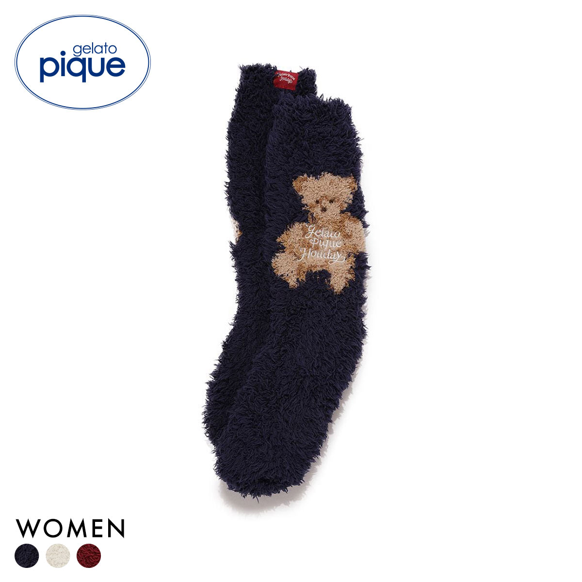 ジェラートピケ レディース HOLIDAY ジェラートスノーベアジャガードソックス ジェラピケ パジャマ ルームウェア gelato pique(NV-ネイビー-Free)