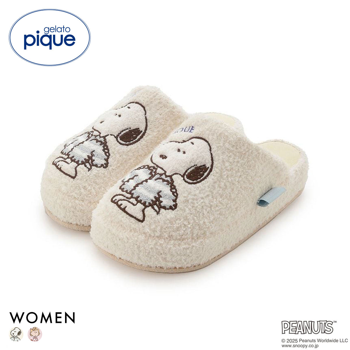 ジェラートピケ レディース PEANUTS オリジナルアートルームシューズ ジェラピケ パジャマ ルームウェア スヌーピー gelato pique(OW-オフホワイト-Free)