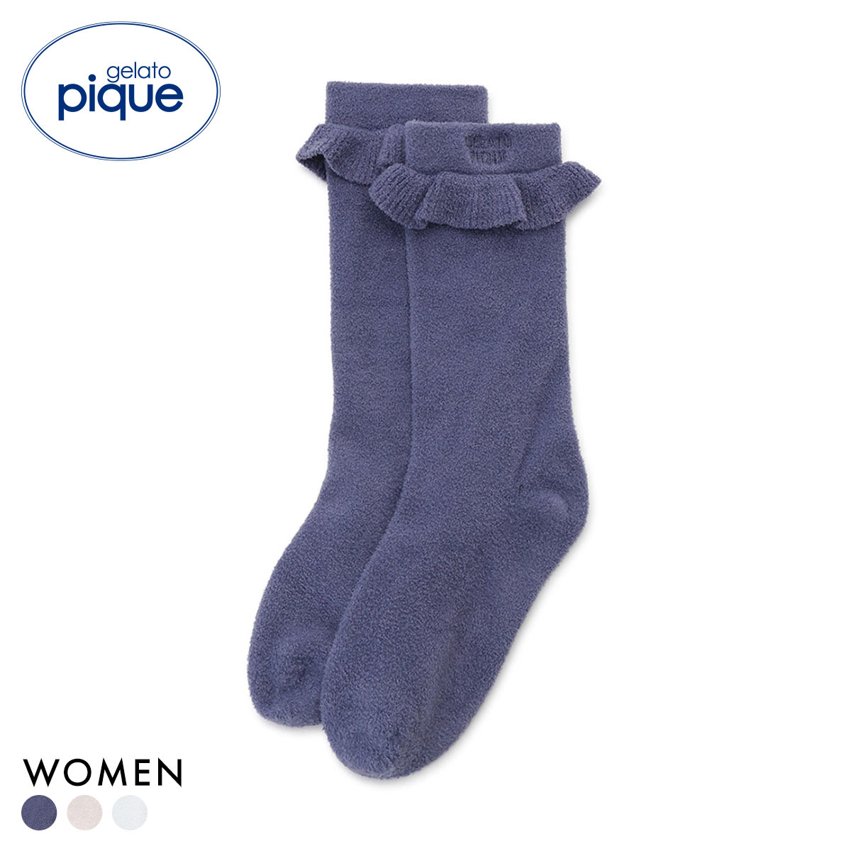 ジェラートピケ レディース WhiteDay フリルロゴソックス ジェラピケ gelato pique ホワイトデー(NV-ネイビー-Free)