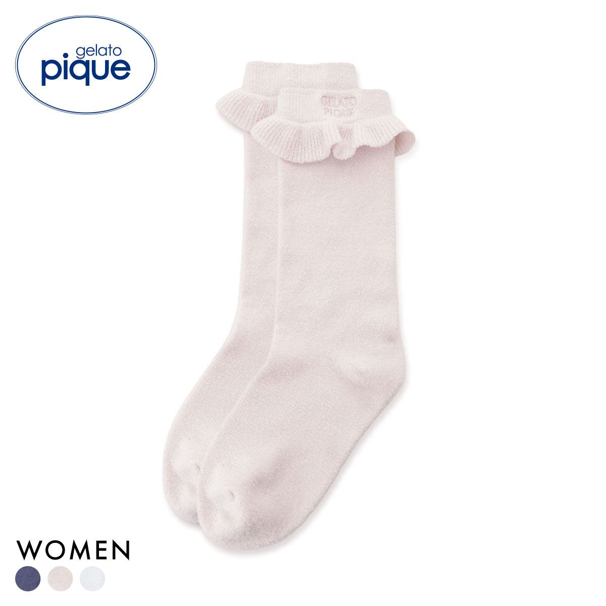ジェラートピケ レディース WhiteDay フリルロゴソックス ジェラピケ gelato pique ホワイトデー(PI-ピンク-Free)