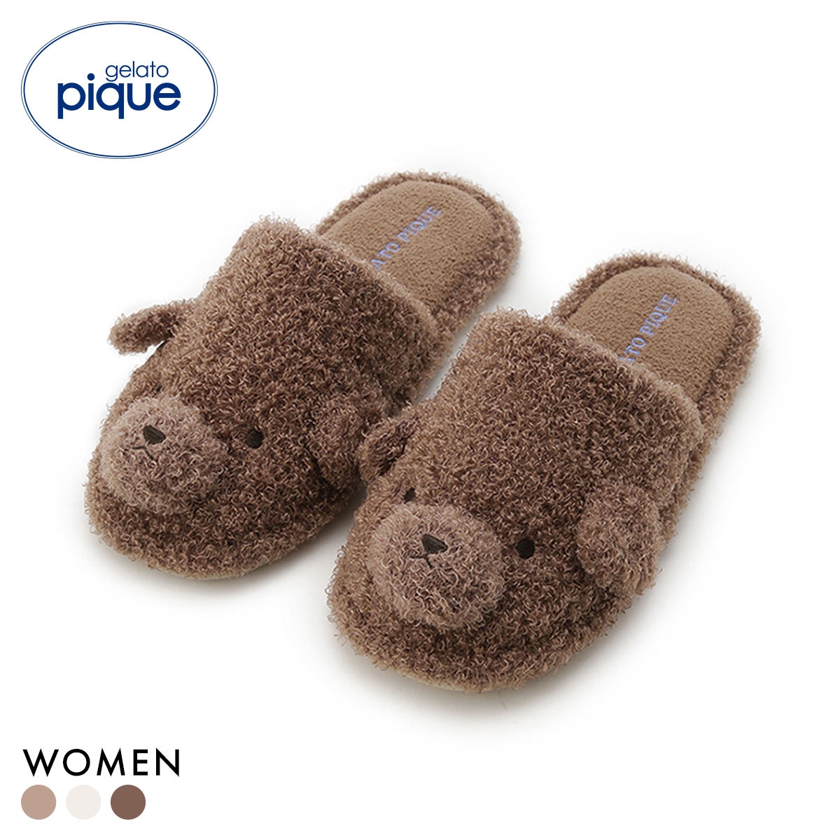 ジェラートピケ レディース ドッグルームシューズ ジェラピケ パジャマ ルームウェア gelato pique(BR-ブラウン-Free)