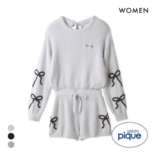 ジェラートピケ レディース HALLOWEEN リボンフェザーロンパース ジェラピケ パジャマ ルームウェア gelato pique