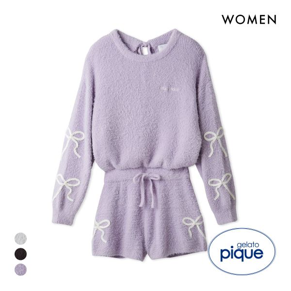 ジェラートピケ レディース HALLOWEEN リボンフェザーロンパース ジェラピケ パジャマ ルームウェア gelato pique