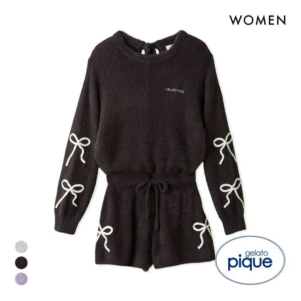 ジェラートピケ レディース HALLOWEEN リボンフェザーロンパース ジェラピケ パジャマ ルームウェア gelato pique