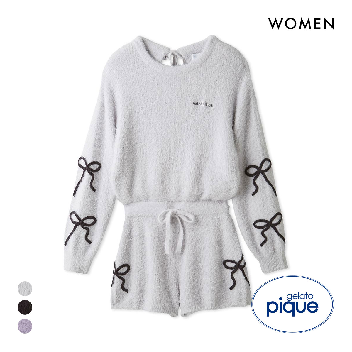 【新品】gelato pique リボンニットルームウェア ジェラートピケ レディース HALLOWEEN リボンフェザーロンパース