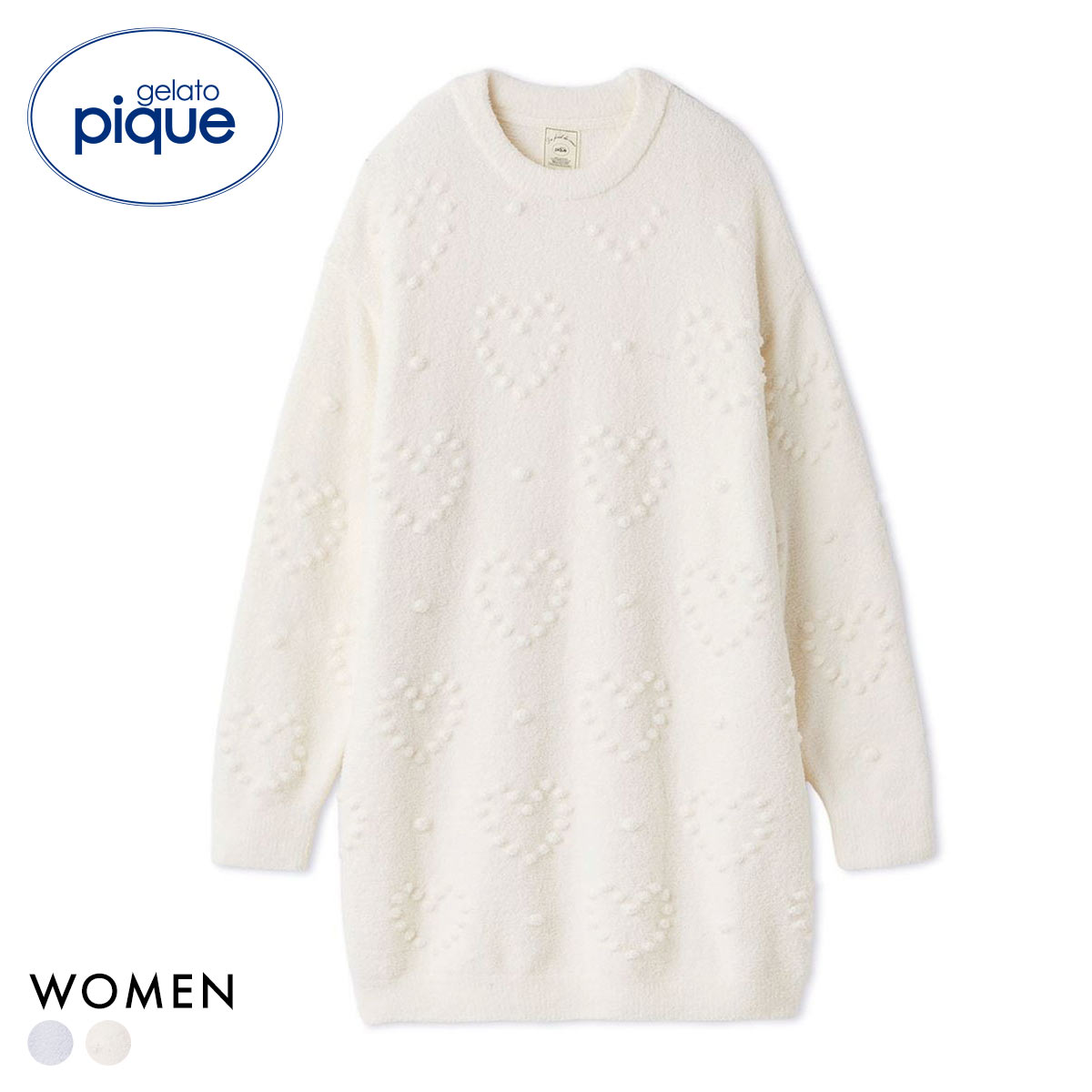 ジェラートピケ レディース ハート柄ワンピース ジェラピケ パジャマ ルームウェア gelato pique(CR-クリーム-Free)