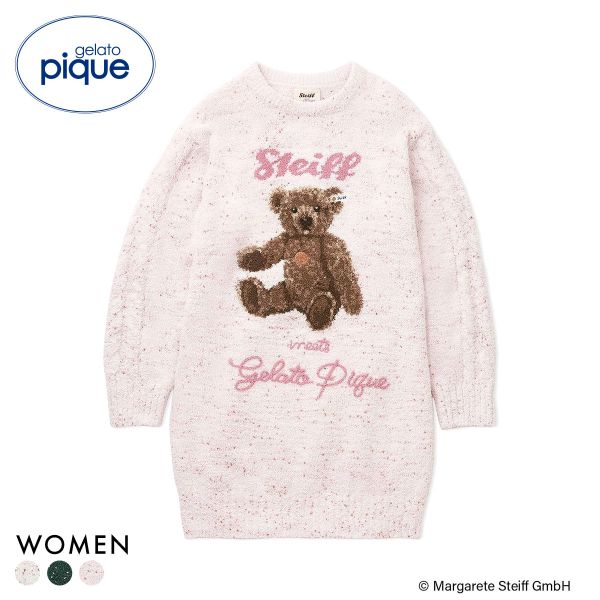 ジェラートピケ レディース シュタイフ パウダーネップジャガードワンピース ジェラピケ パジャマ ルームウェア gelato pique Steiff